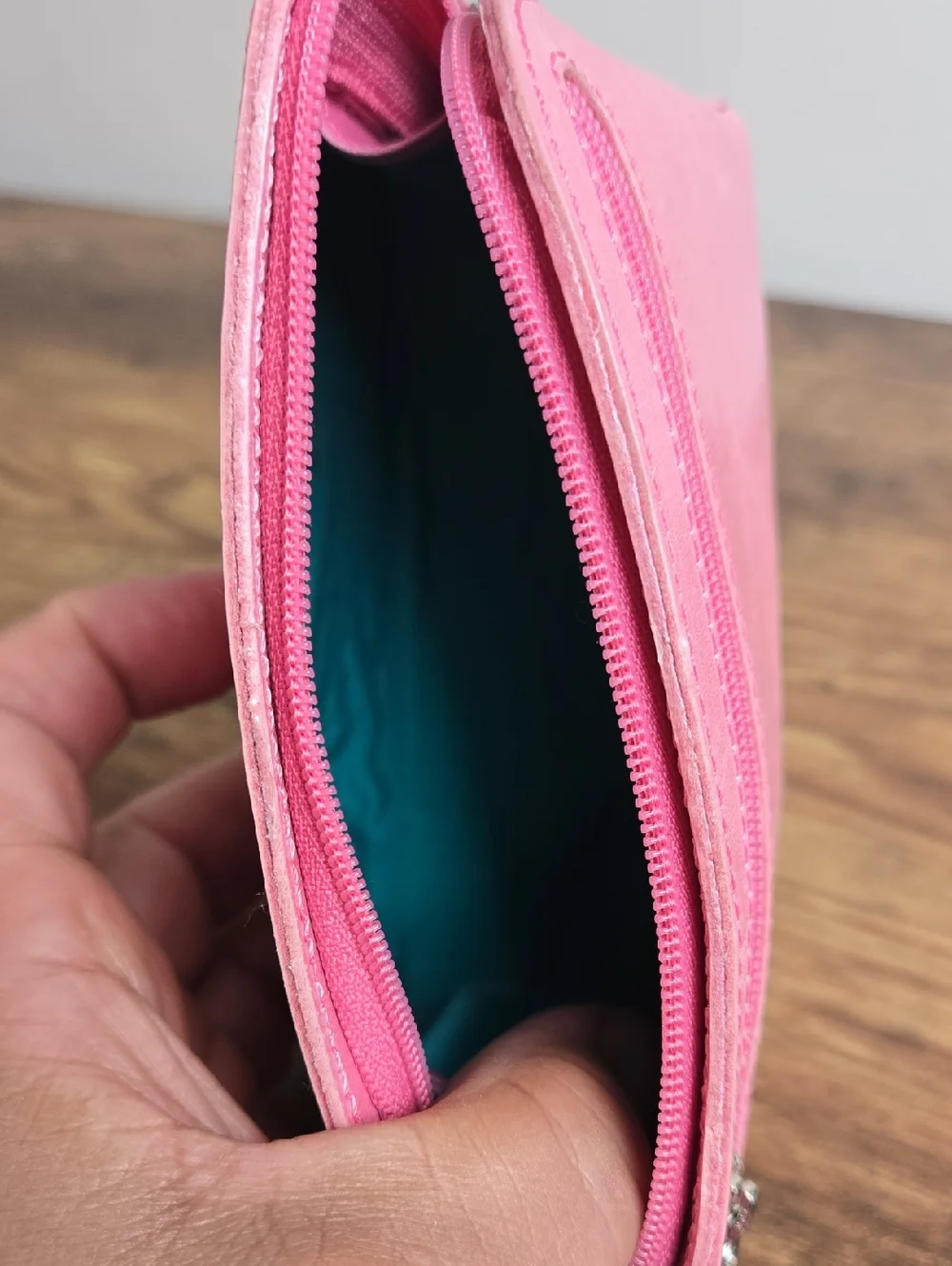 Abas Pink Leather Cosmetic Pouch Stylish Small Travel Makeup/Pouch Bag Euro Boho